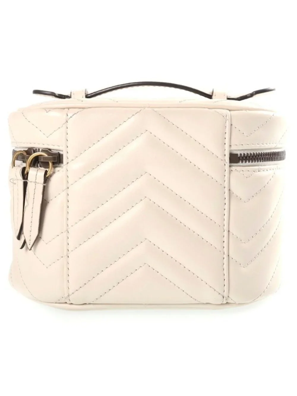 Gucci GG Marmont Vanity Pouch Case White Leather Gold